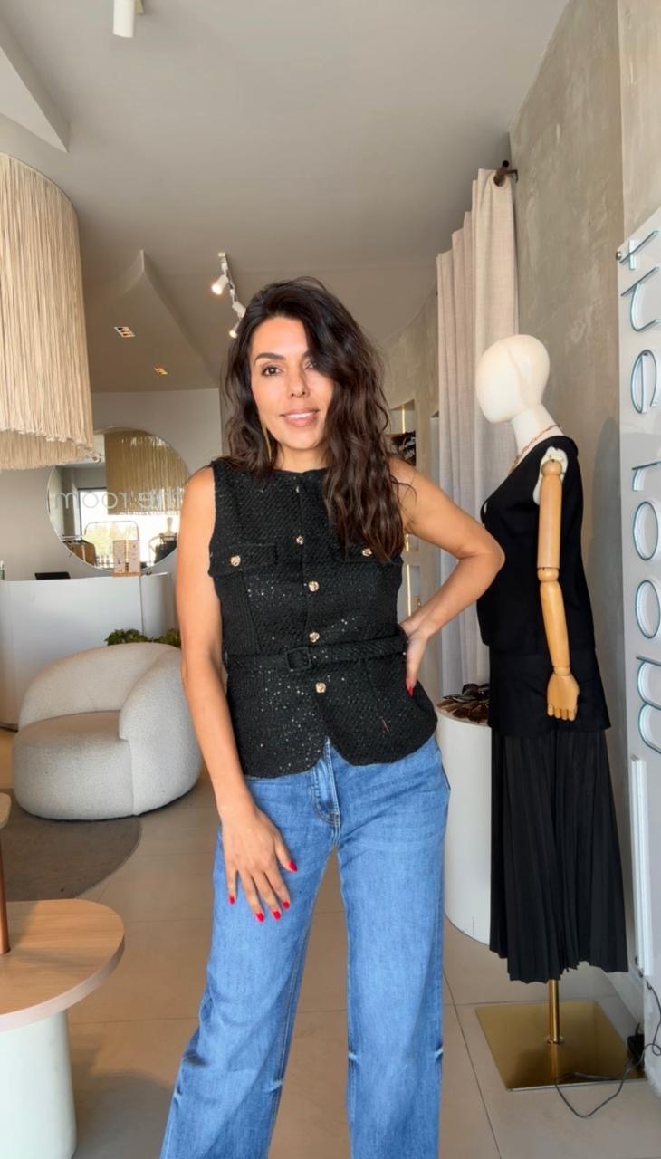 Chaleco negro lentejuela