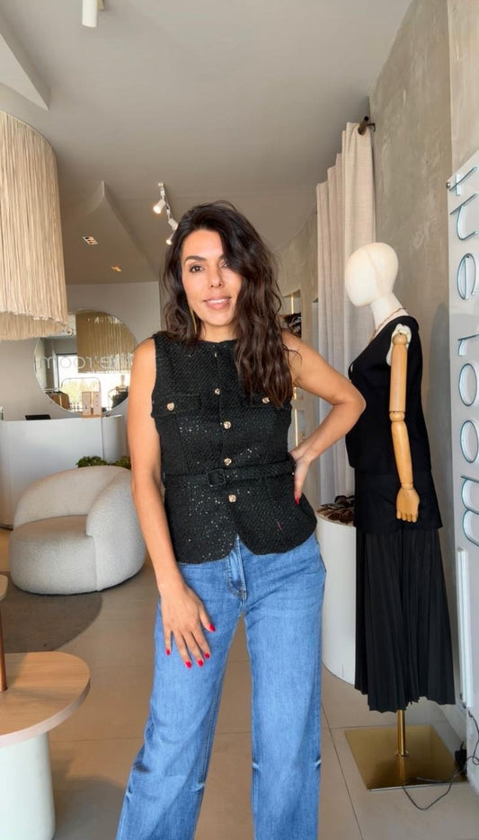 Chaleco negro lentejuela