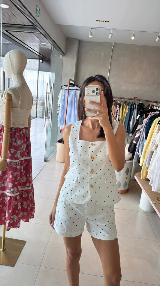 Set polka dots short y chaleco