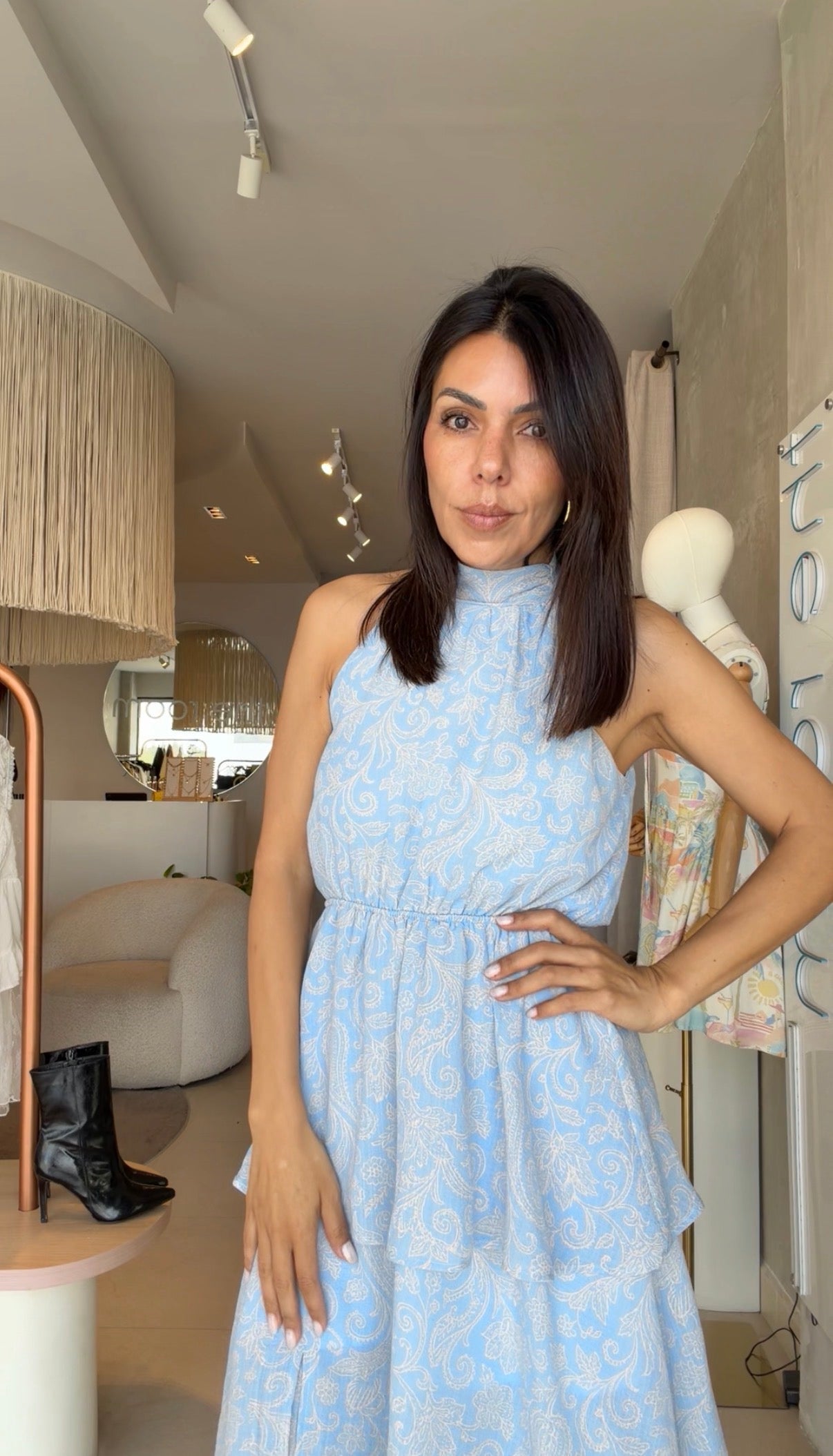 Vestido azul estampado