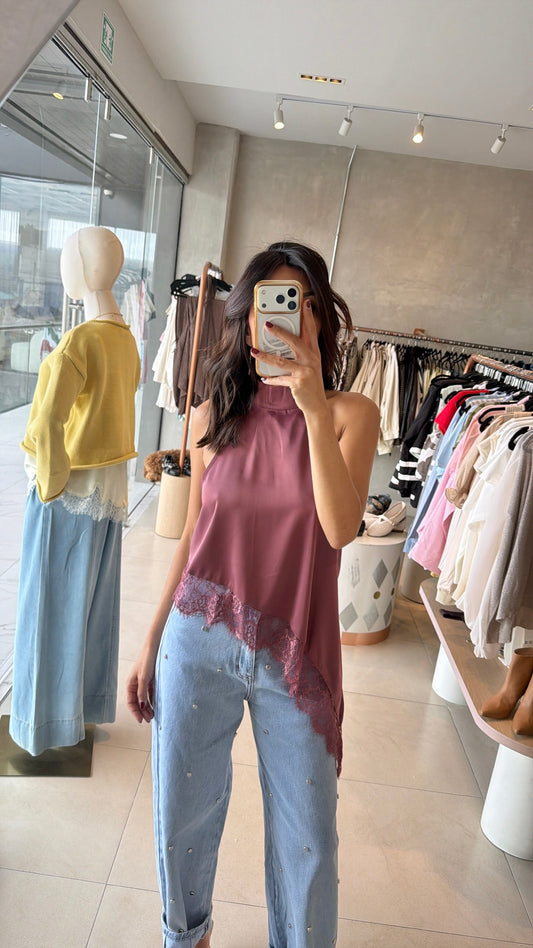 Blusa asimetrica encaje