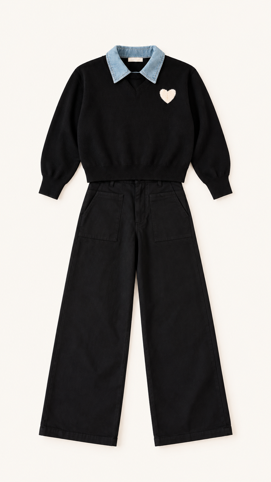 Set negro cuello denim