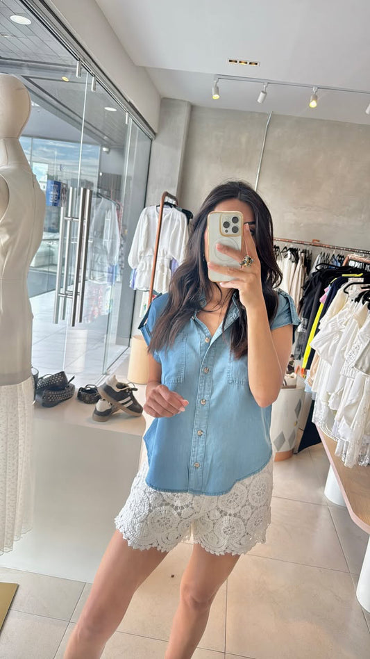 Short blanco encaje