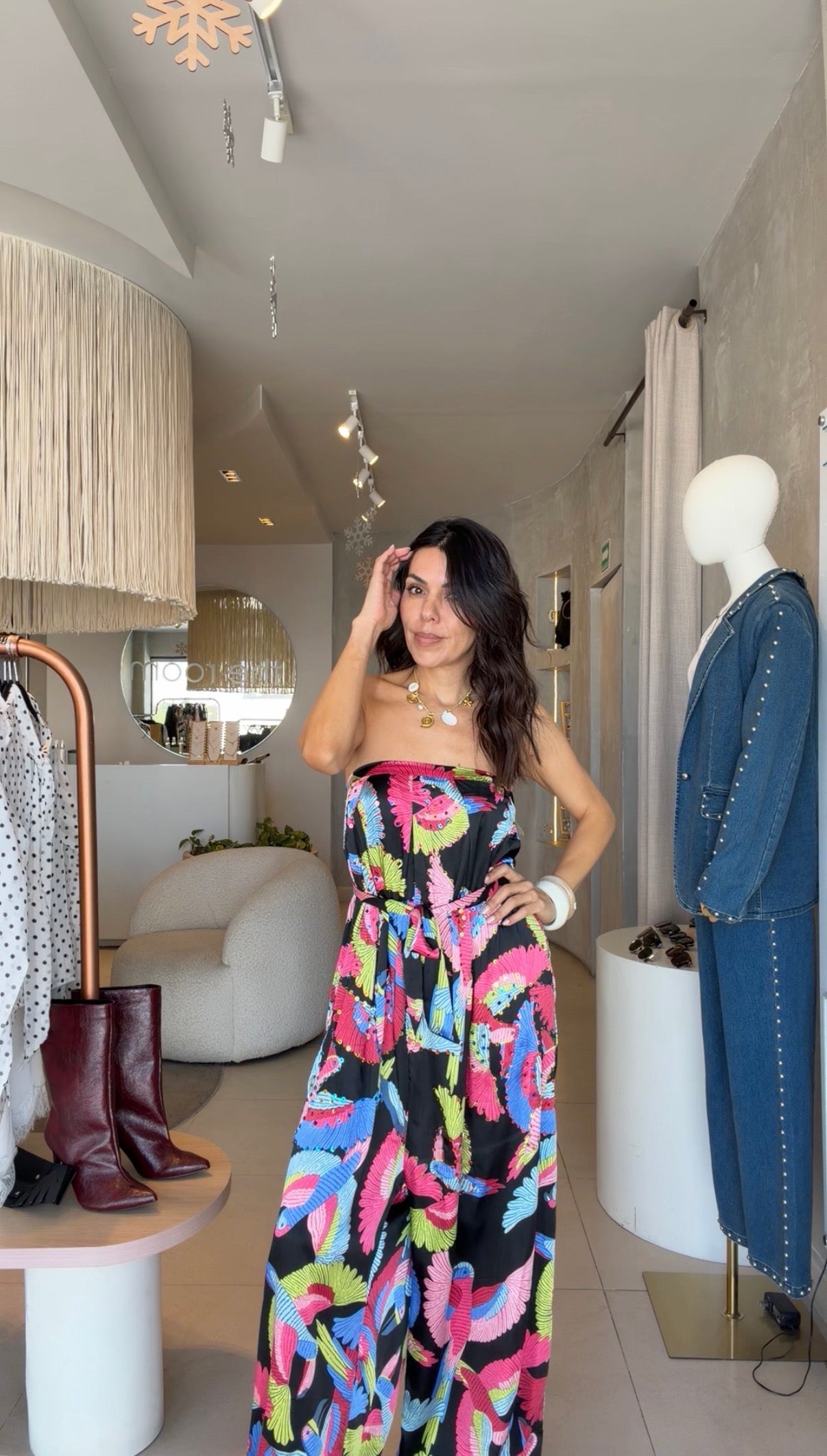 Jumpsuit negro pájaros