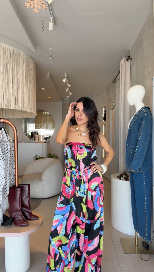 Jumpsuit negro pájaros