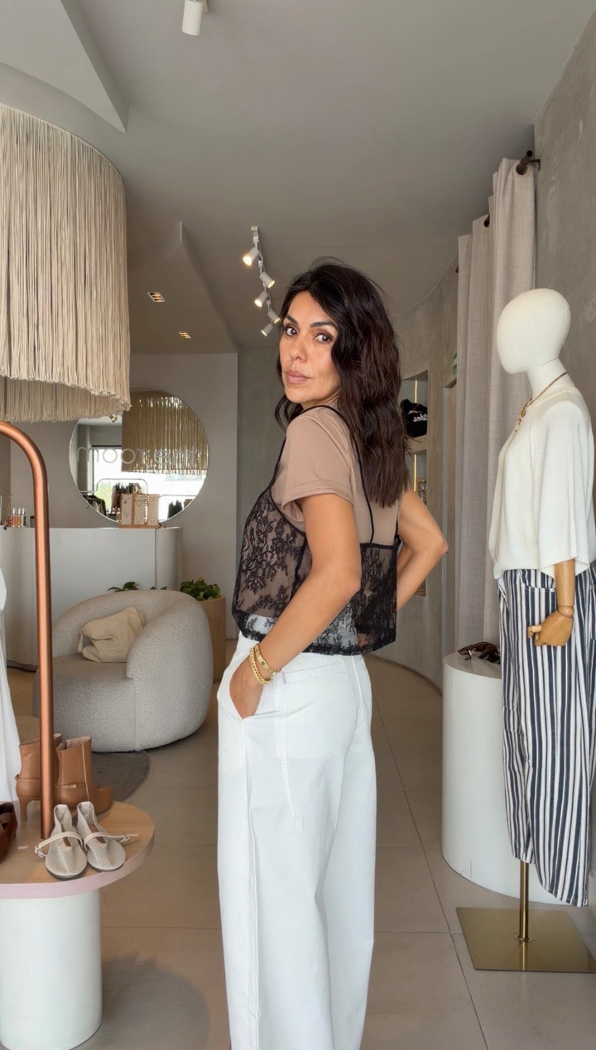 Tshirt mocha con top encaje