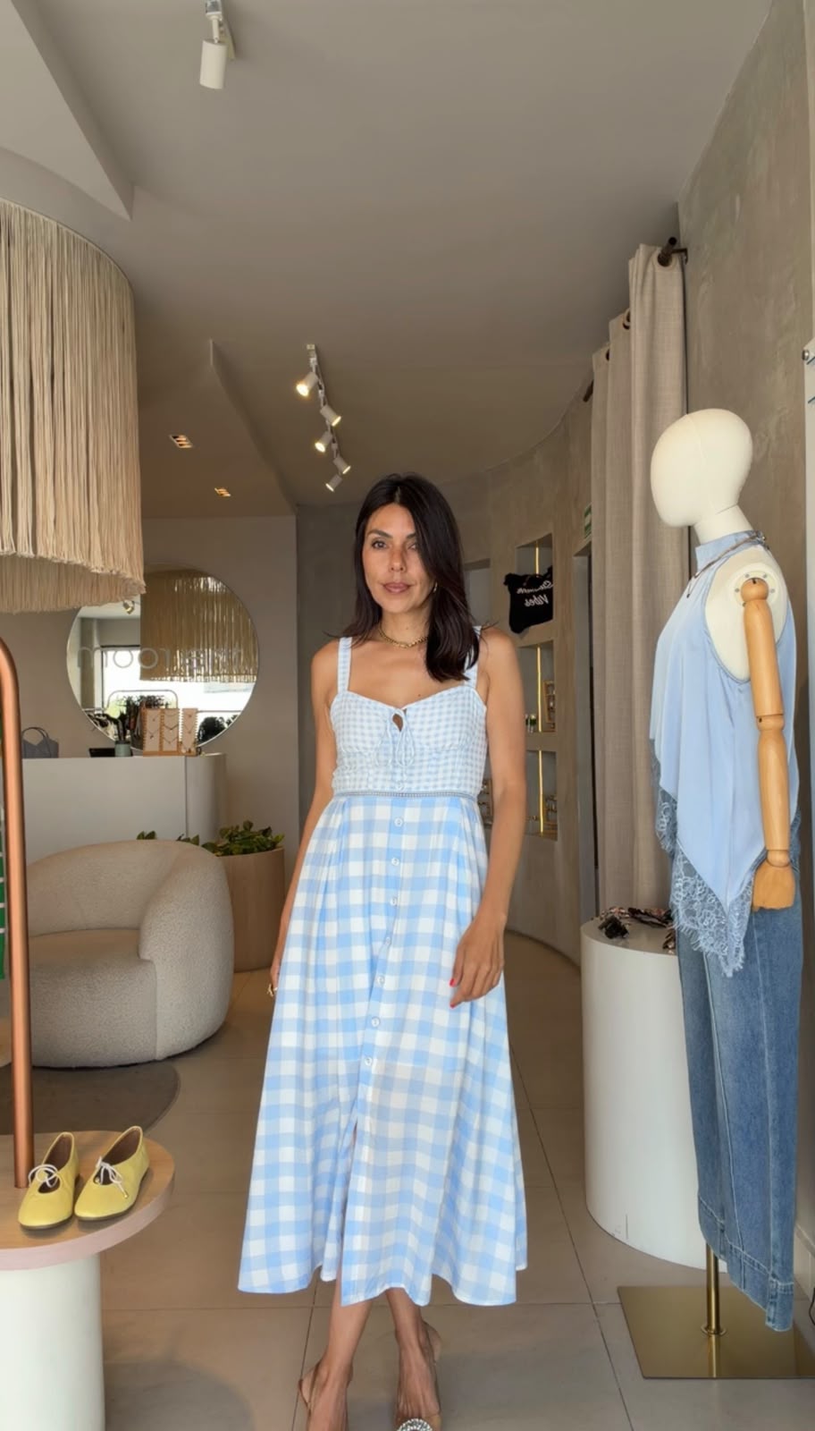 Vestido cuadros azul
