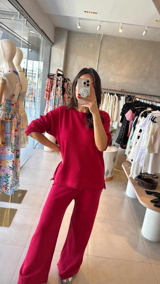 Set rojo flecos