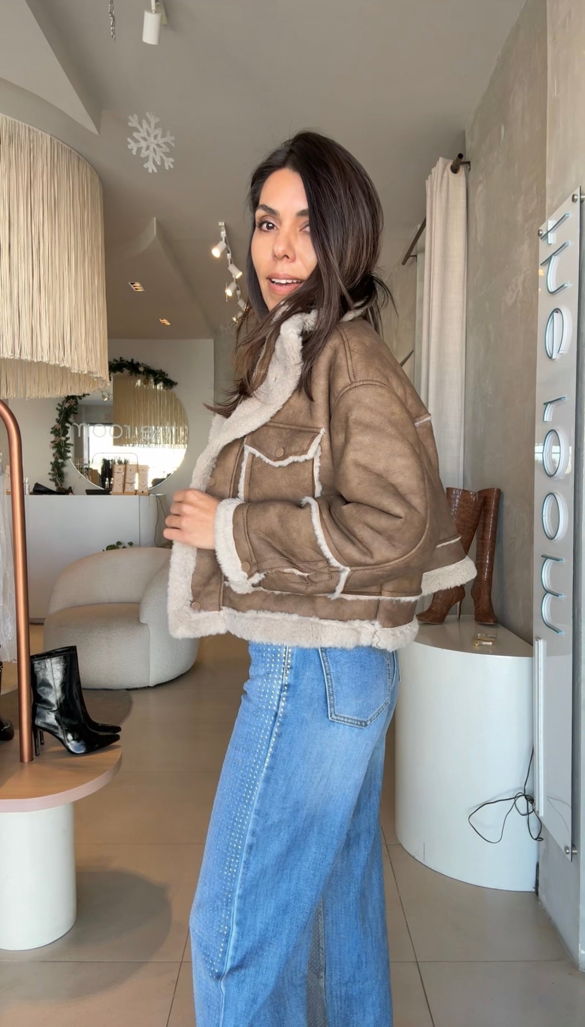 Chamarra borrega camel