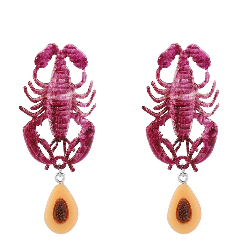 Aretes langosta rosa