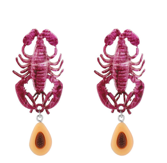Aretes langosta rosa