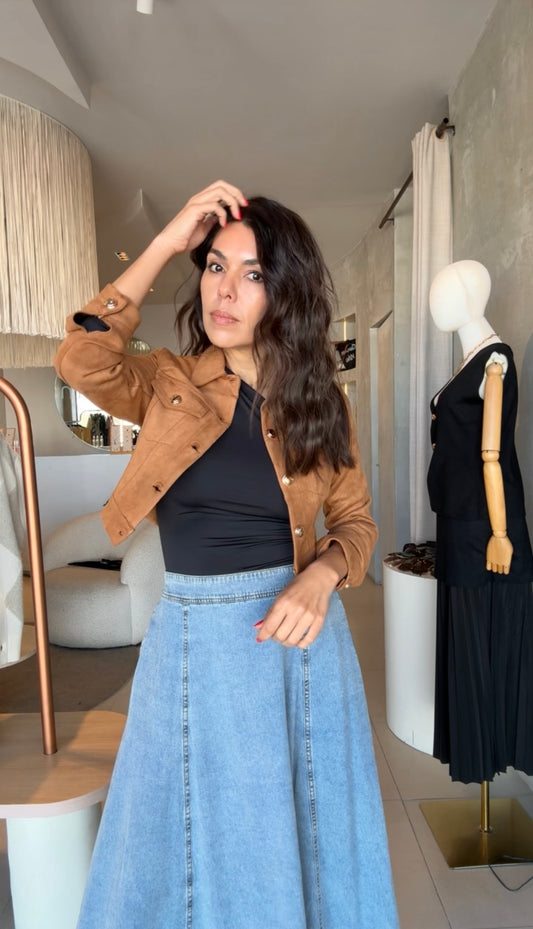 Chamarra gamuza camel