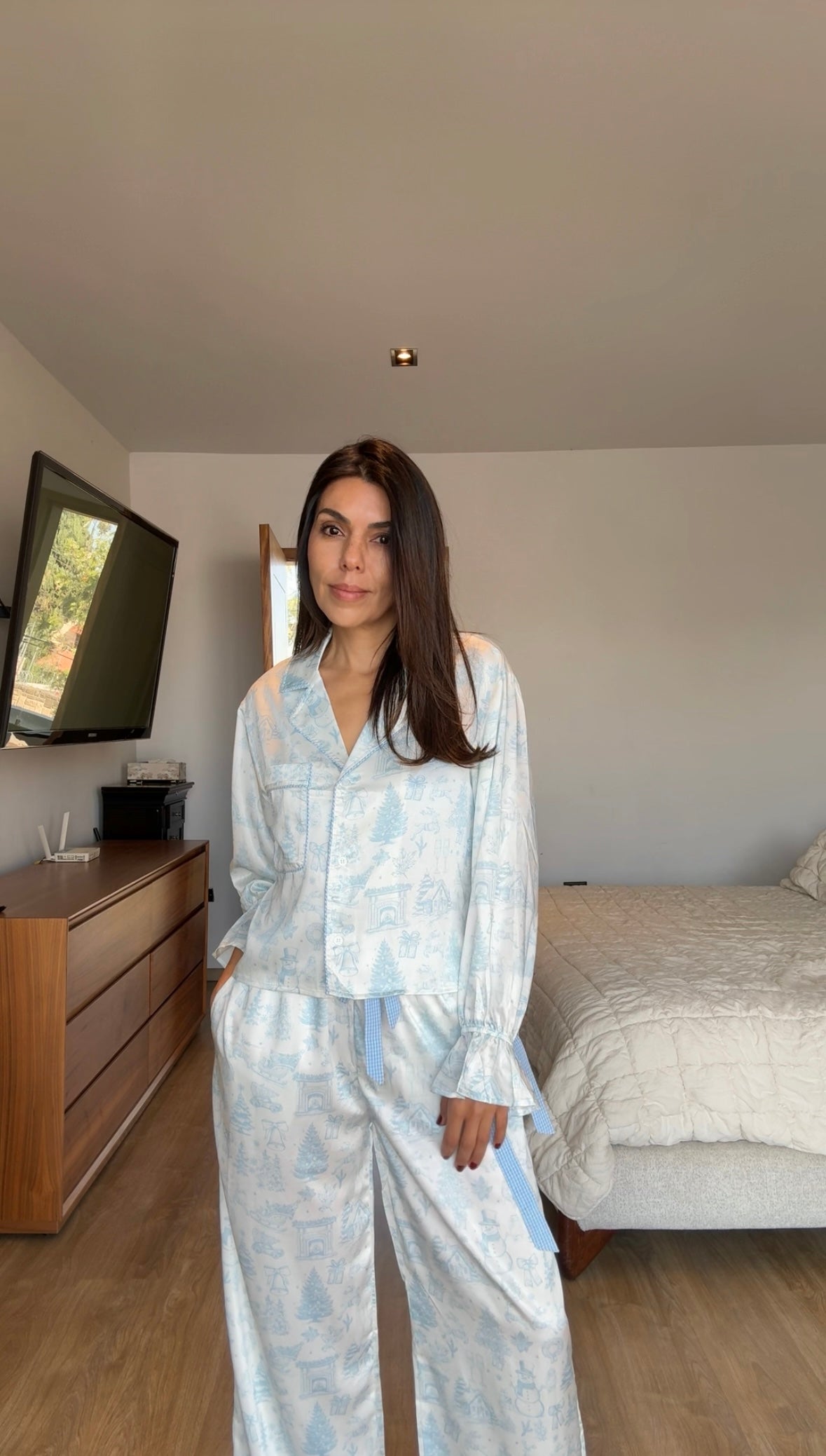 Pijama satinada baby blue