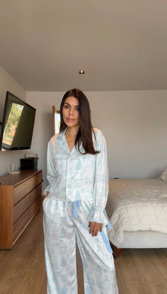 Pijama satinada baby blue
