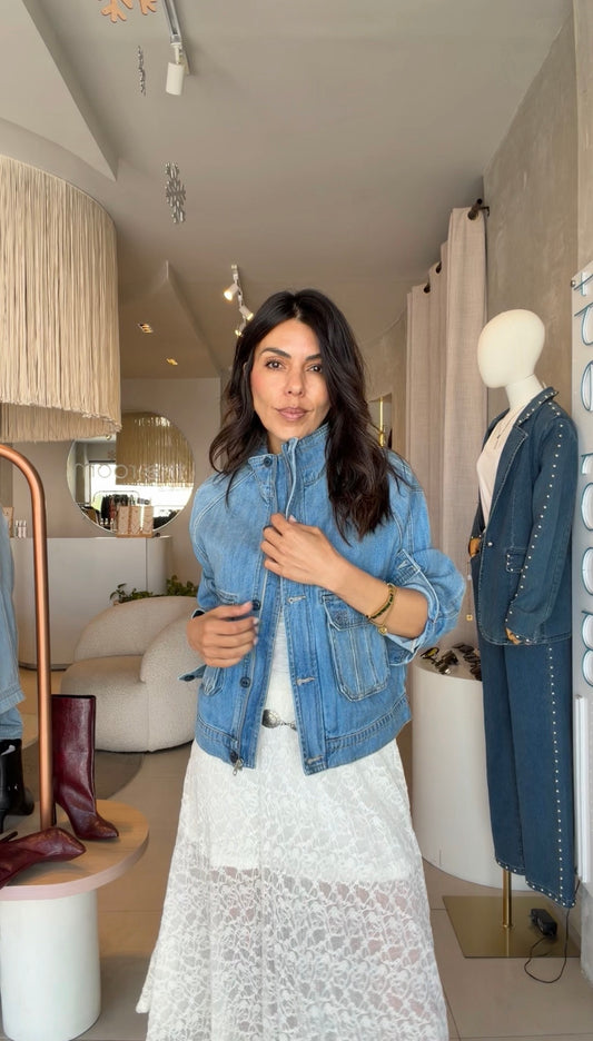 Chamarra denim oscura