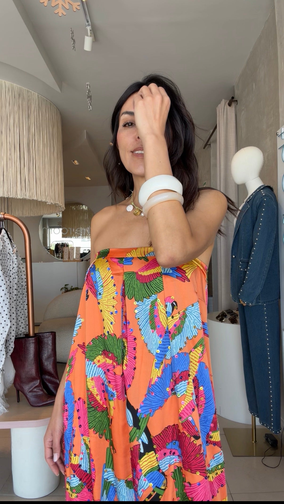 Jumpsuit naranja  pájaros