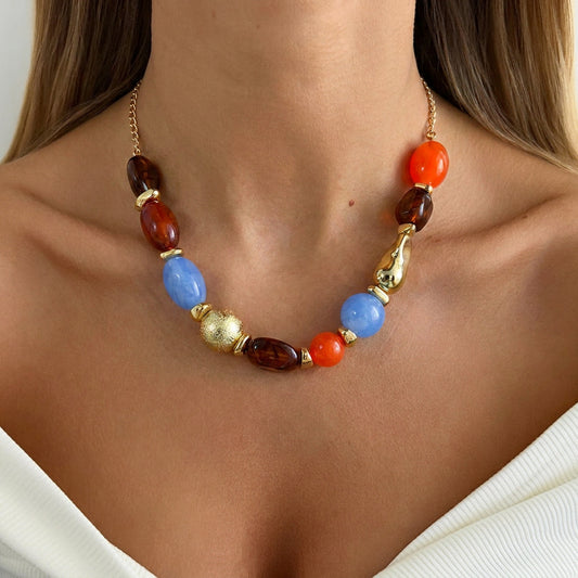 Collar colores piedras medianas