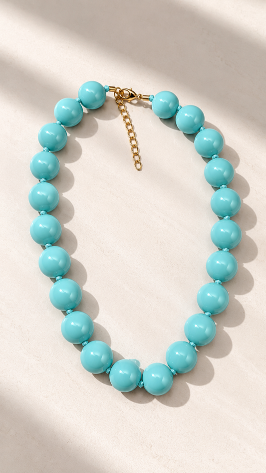 Collar bolitas turquesa