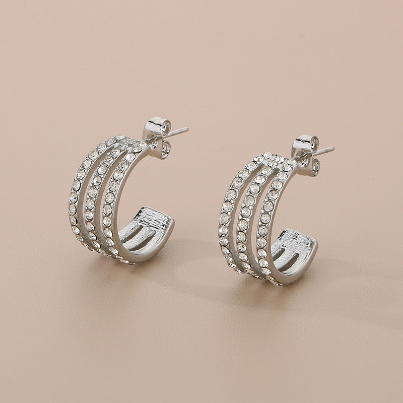 Arracadas plata con brillos