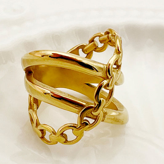 Anillo cadena dorado