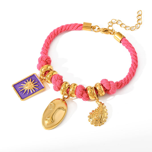 Pulsera rosa charms