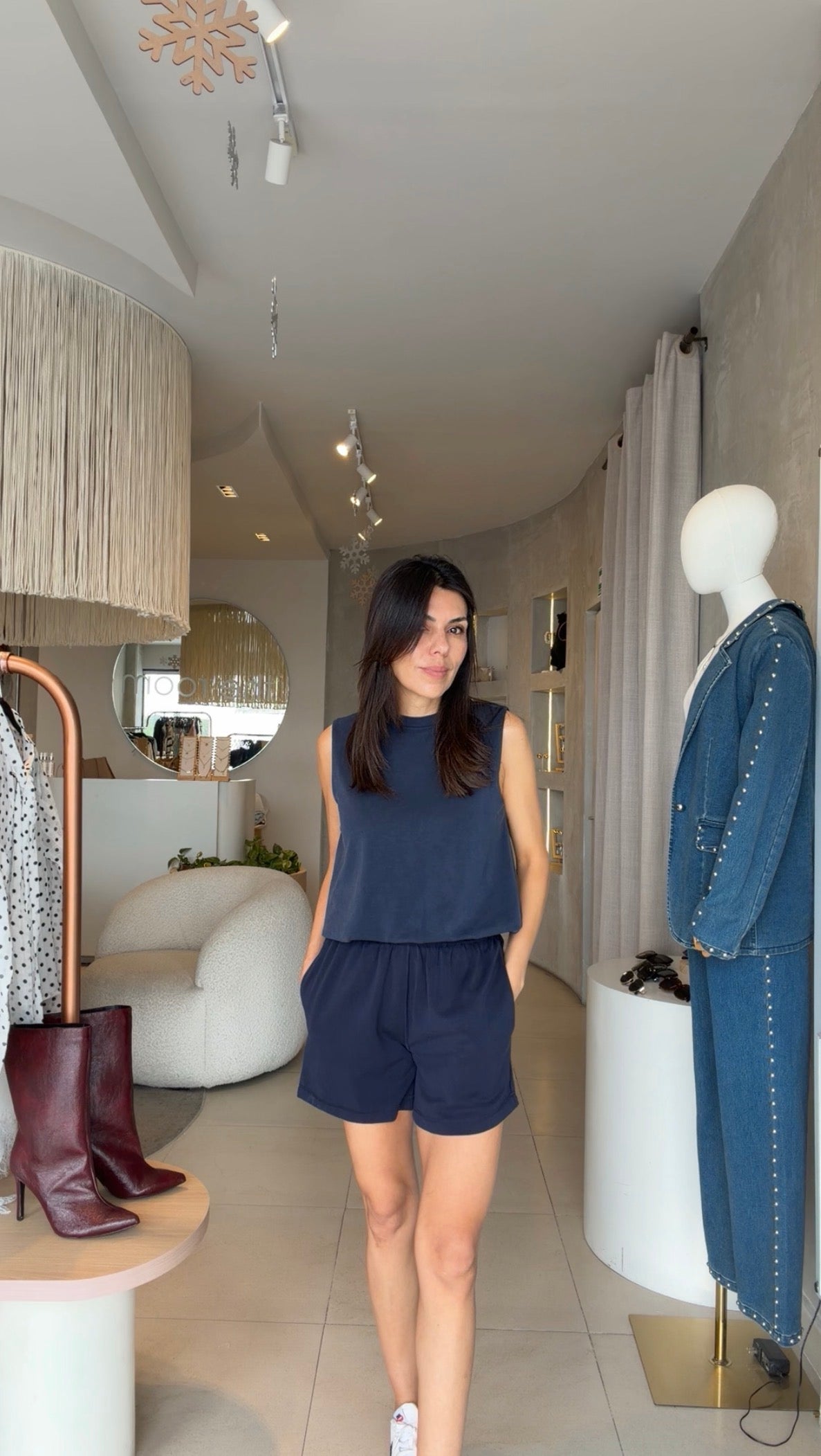 Set azul marino short y blusa