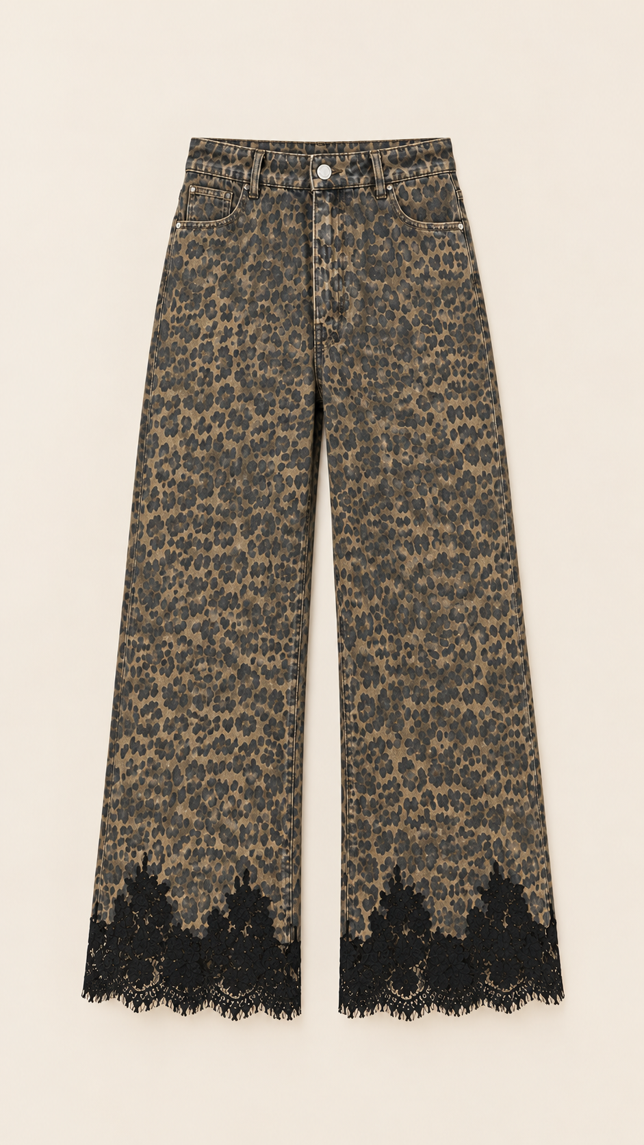 Jeans animal print encaje