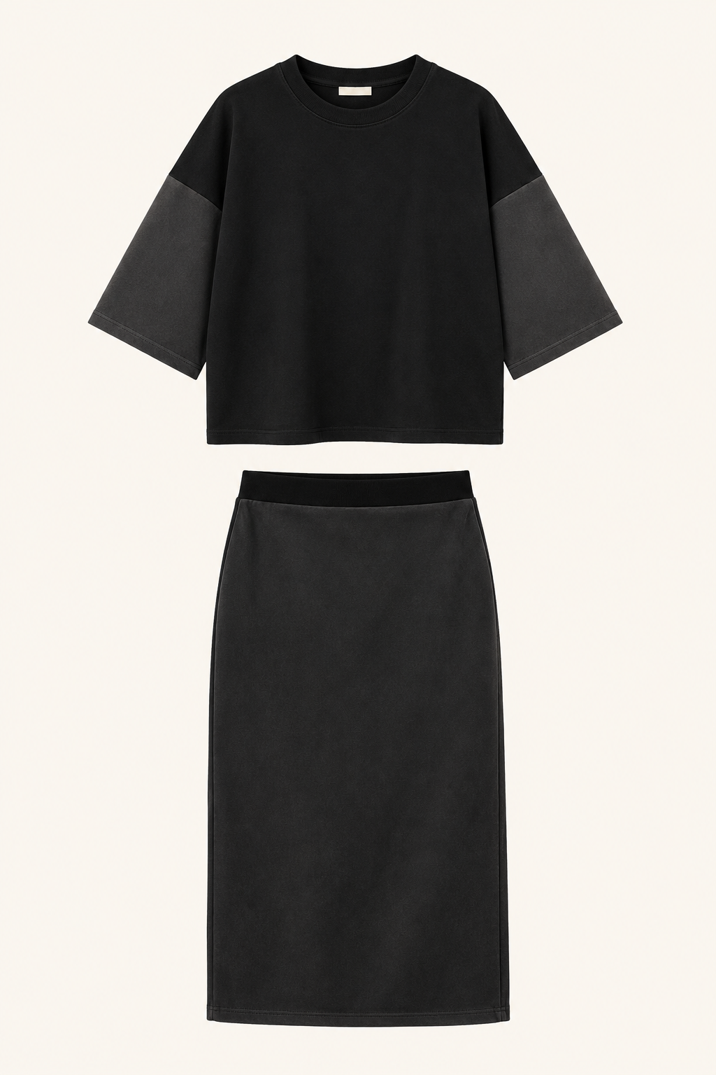 Set falda vinipiel y top negro