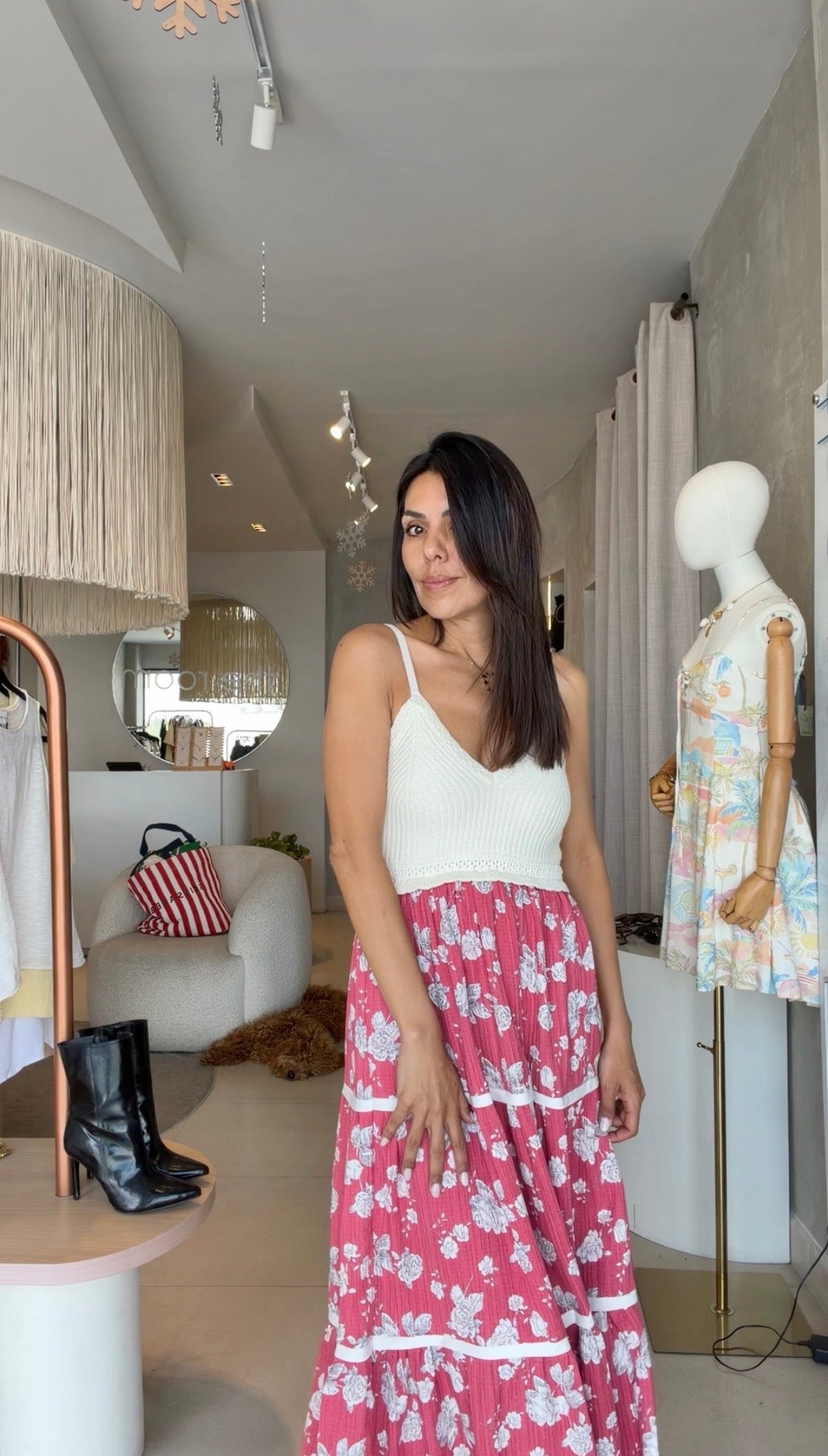 Maxi vestido flores rojas