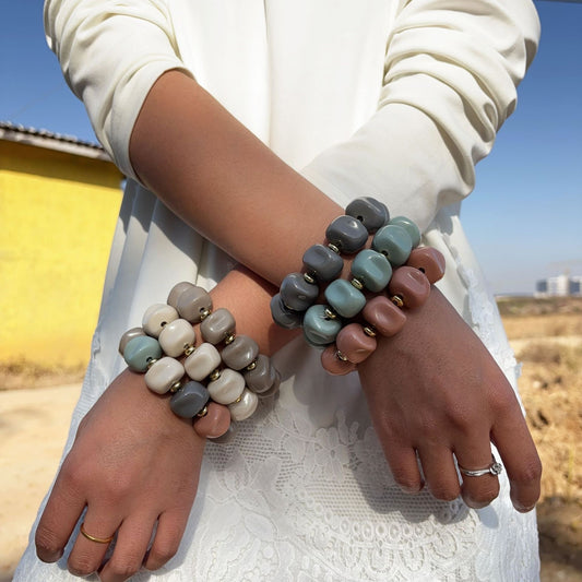 Pulsera piedras con dorado