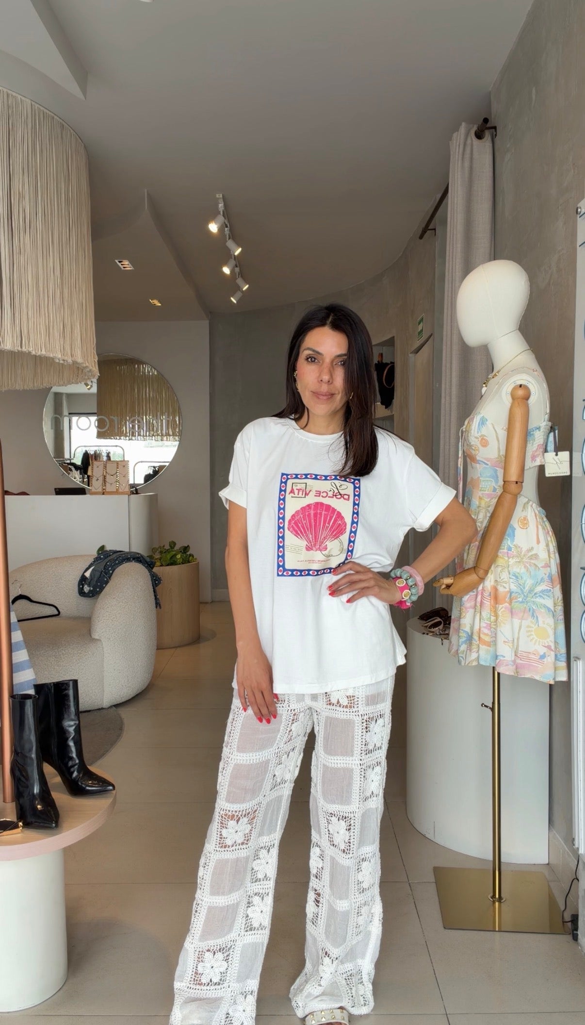 Pantalón blanco crochet
