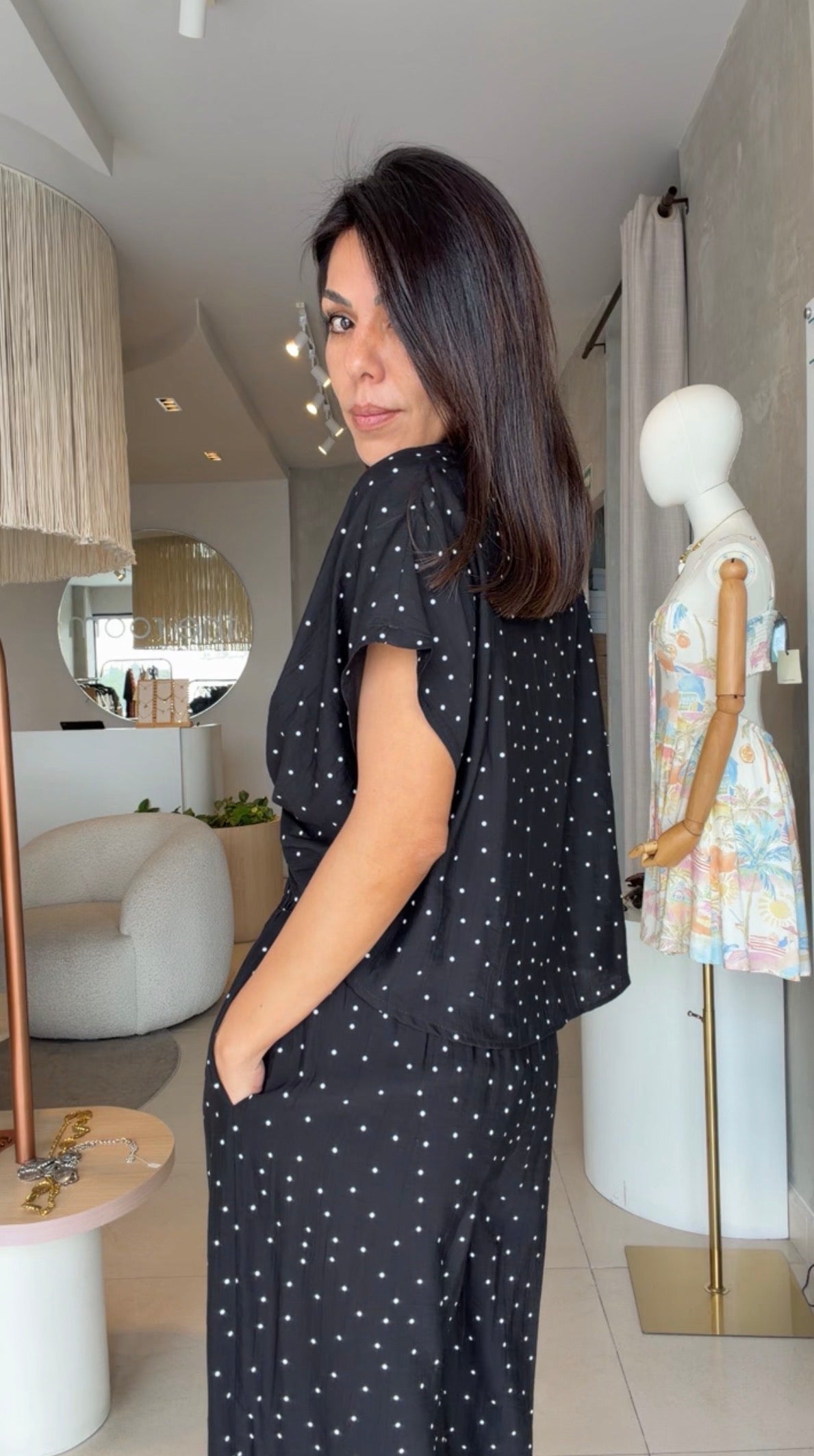 Set negro polka dots
