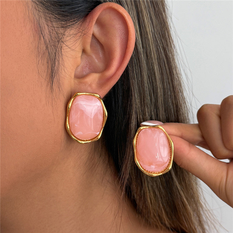 Aretes piedra rosa