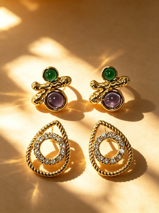 Aretes morado con verde