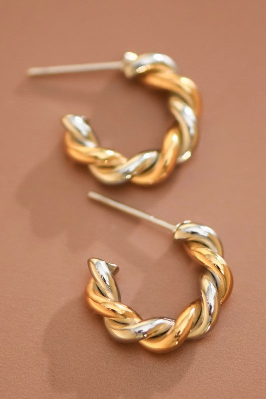 Arracada trenza dorado con plata
