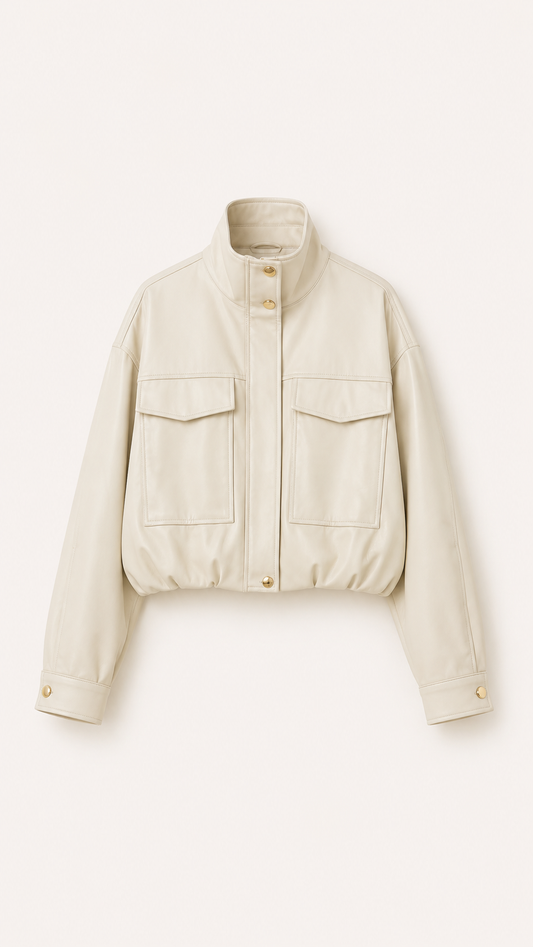 Chaqueta vinipiel beige