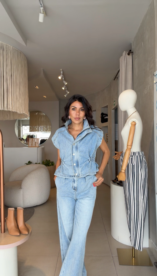Set denim chaleco