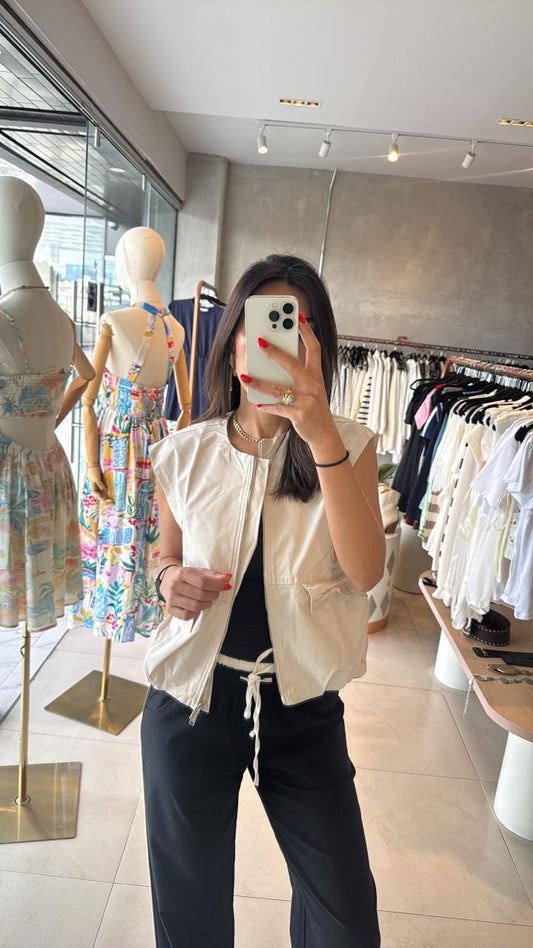 Chaleco beige bomber