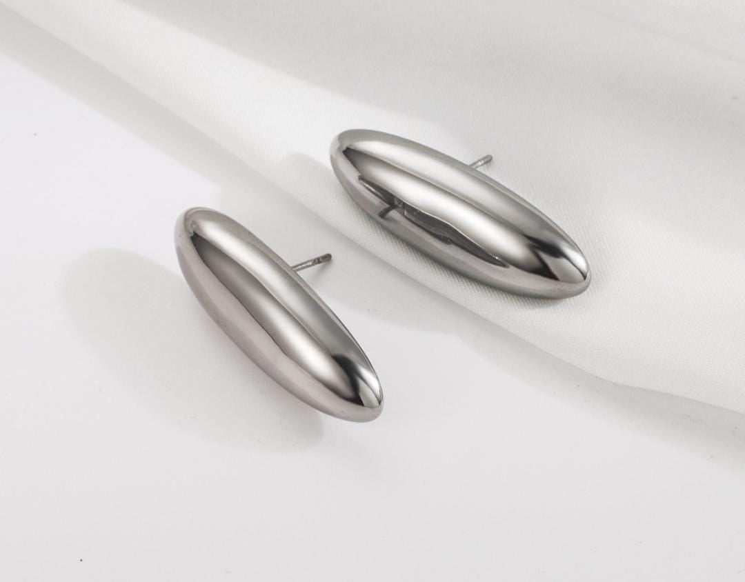 Aretes palo plateado