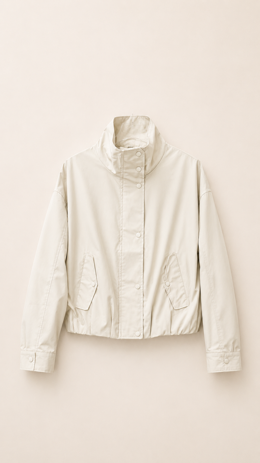 Chamarra funnel neck beige