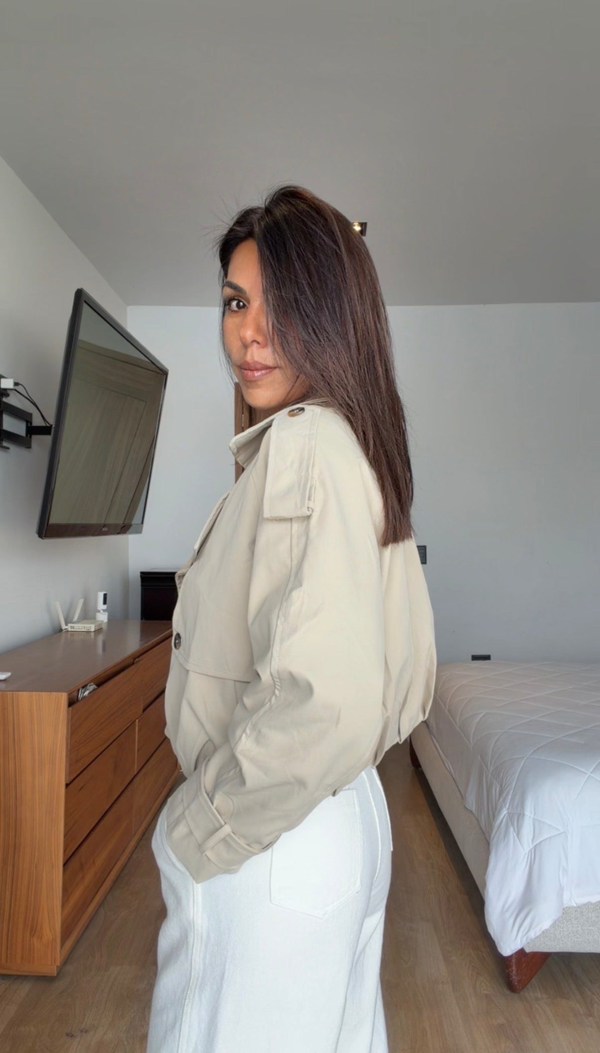 Trench coat beige cruzada