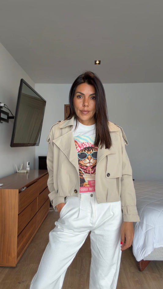 Trench coat beige cruzada