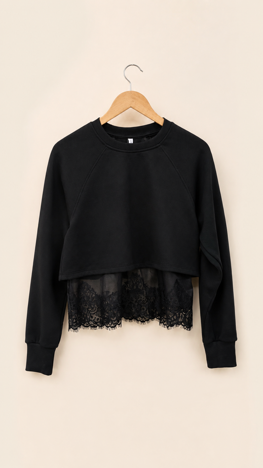 Sudadera con encaje negra