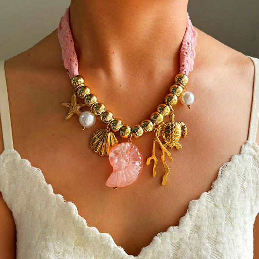 Collar rosa charms de mar