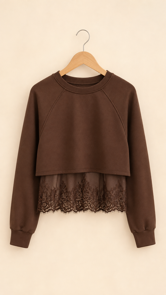 Pre order Sudadera con encaje café