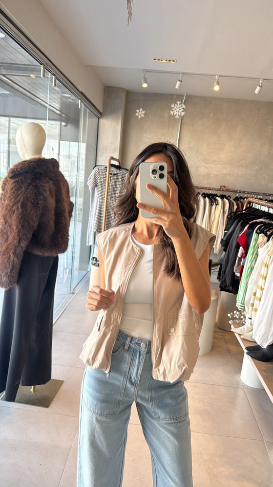 Chaleco bombero vinipiel beige