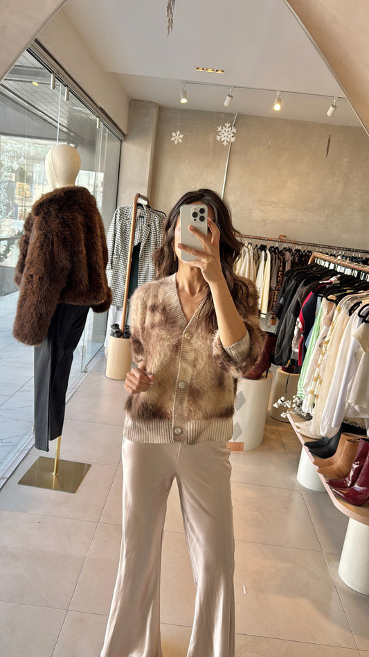 Pantalón satinado beige