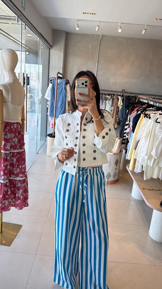 Pre order Pantalón azul rayado