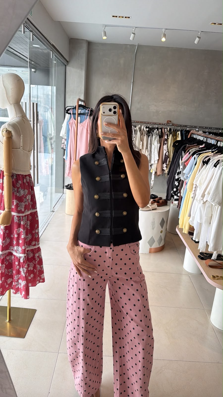 Barrel rosa polka dots
