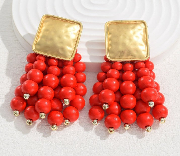 Aretes cuenca madera rojo